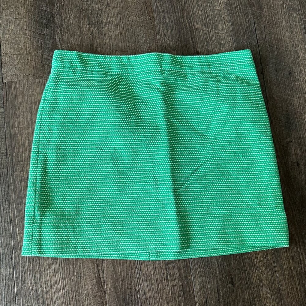 J. Crew Green & White Mini Skirt
